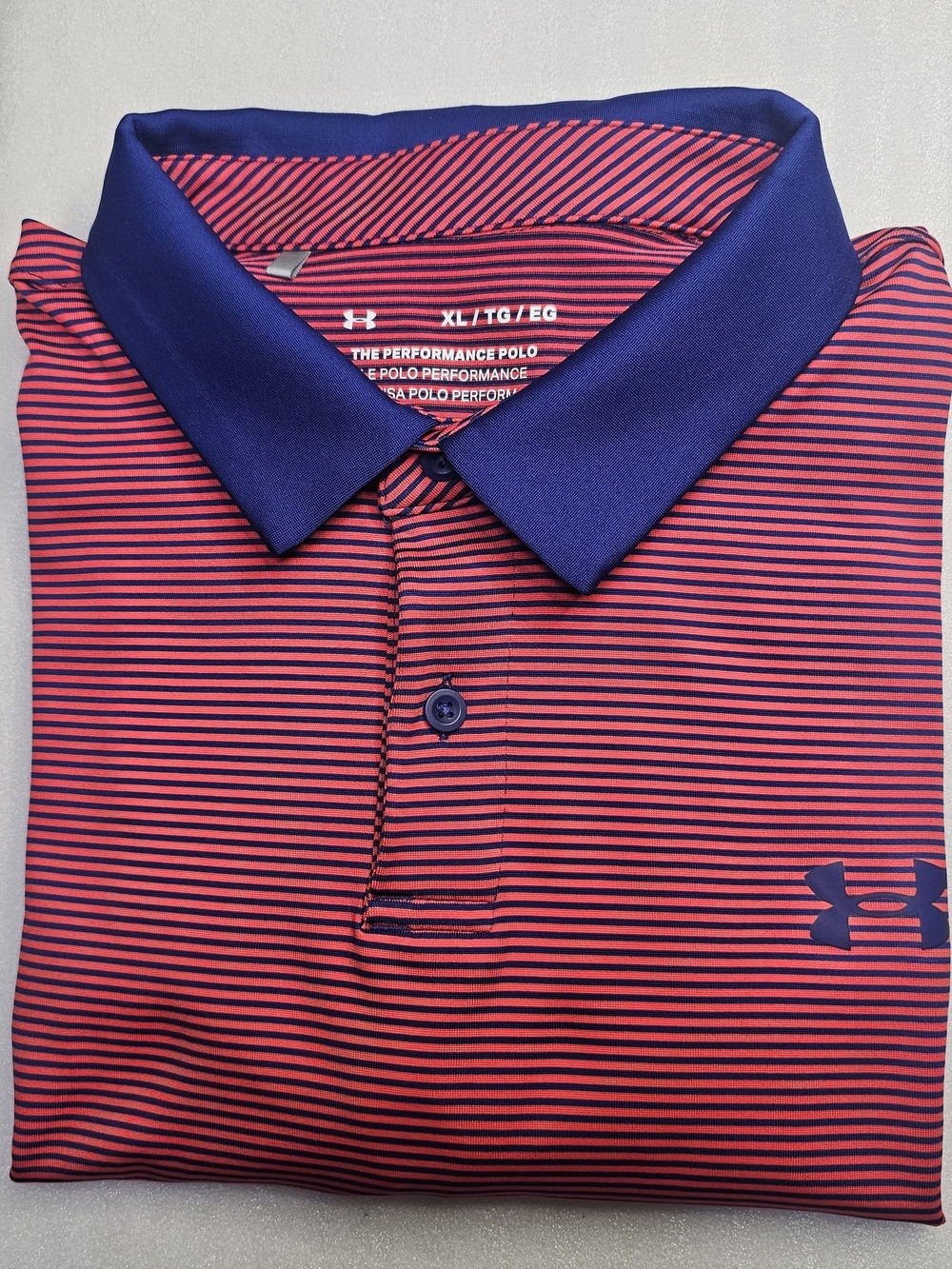 Under Armour Men’s Pink & Blue Striped Performance Polo
